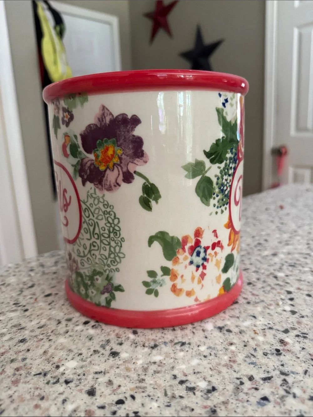 The Pioneer Woman Red Floral Utensil Crock
